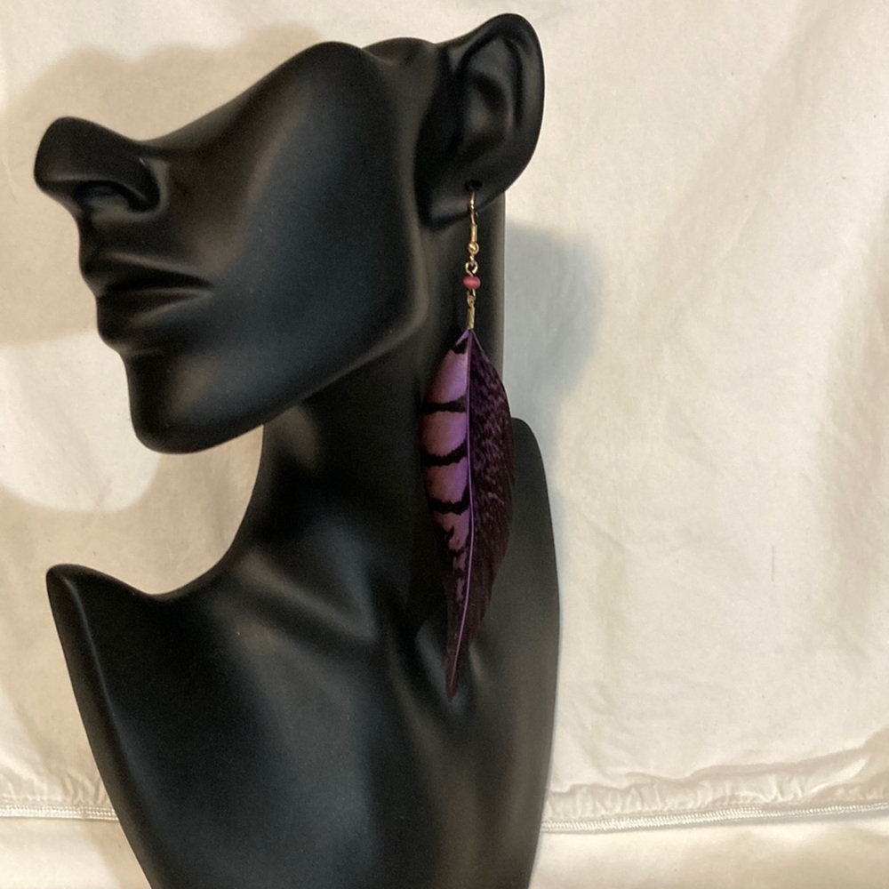 Purple Feather Earrings